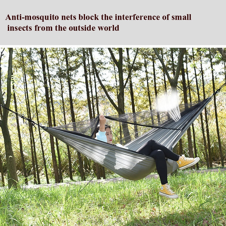 Outdoor Camping Sunshade + Anti-Mosquito Hammock Set Parachute Fabric Net Yarn Anti-Mosquito Hammock, 360x290cm Ink Green