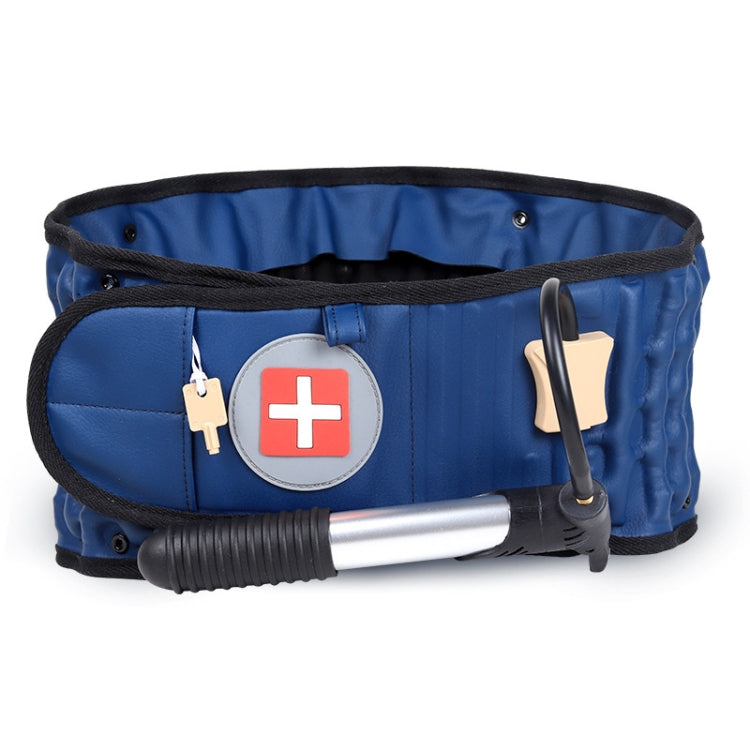 Lumbar Spine Inflated Traction Belt Lumbar Disc Pneumatic Waist Protective Belt, Deep Blue