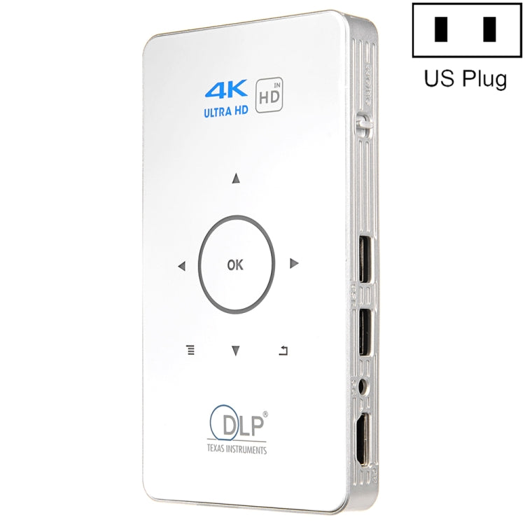 C6 1G+8G Android System Intelligent DLP HD Mini Projector Portable Home Mobile Phone Projector，, US Plug  (Black), EU Plug (Black), UK Plug (Black), AU Plug (Black), US Plug (White), AU Plug (White)
