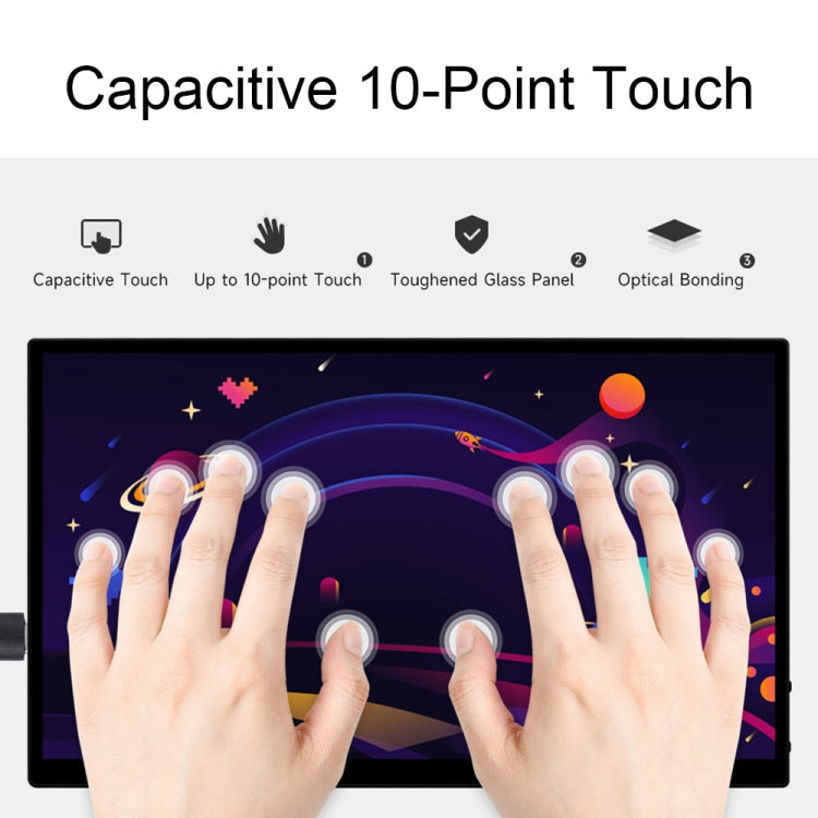 Waveshare 13.3 Inch 2K 2560×1440 HDMI/Type-C Display Interface AMOLED Touch Display, US Plug, EU Plug, UK Plug