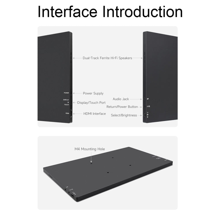 Waveshare 13.3 Inch 2K 2560×1440 HDMI/Type-C Display Interface AMOLED Touch Display, US Plug, EU Plug, UK Plug