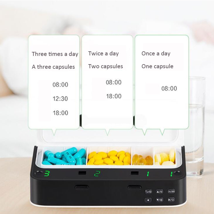 XM-ZY02 Intelligent Electronic Small Pill Box Separate Warehouse To Remind The Elderly To Take Medicine Regularly Portable Pill Box, Elegant White, Blue