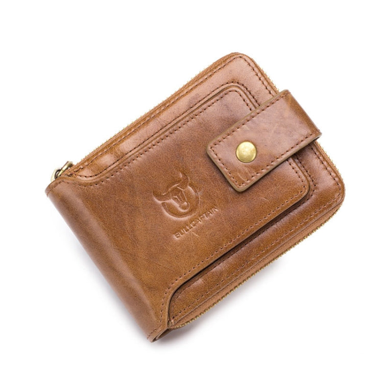 BUFF CAPTAIN 231 First Layer Cowhide Zipper Wallet Horizontal Leather Multiple-Card Thicken Album Wallet, Brown, Yellow Brown, Wise Black
