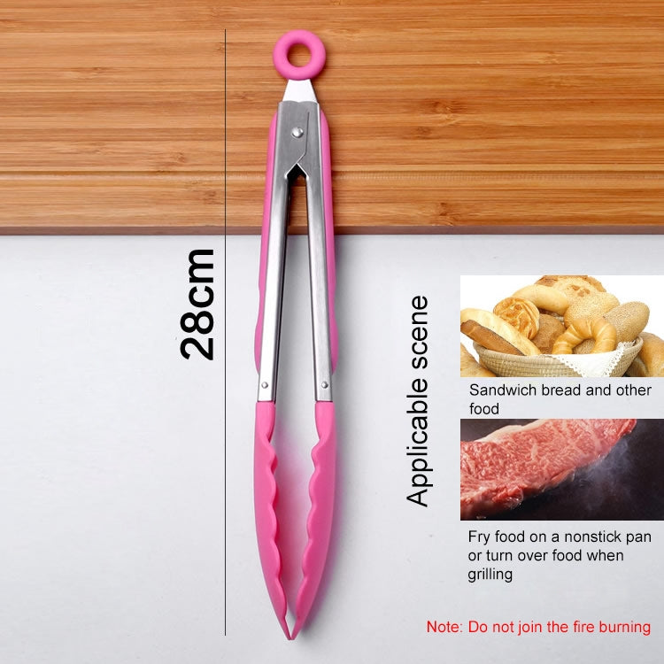 Kitchen Silicone Cooking Salad Stainless Steel Handle Food Clip, Steel Handle Food Clip(Blue)