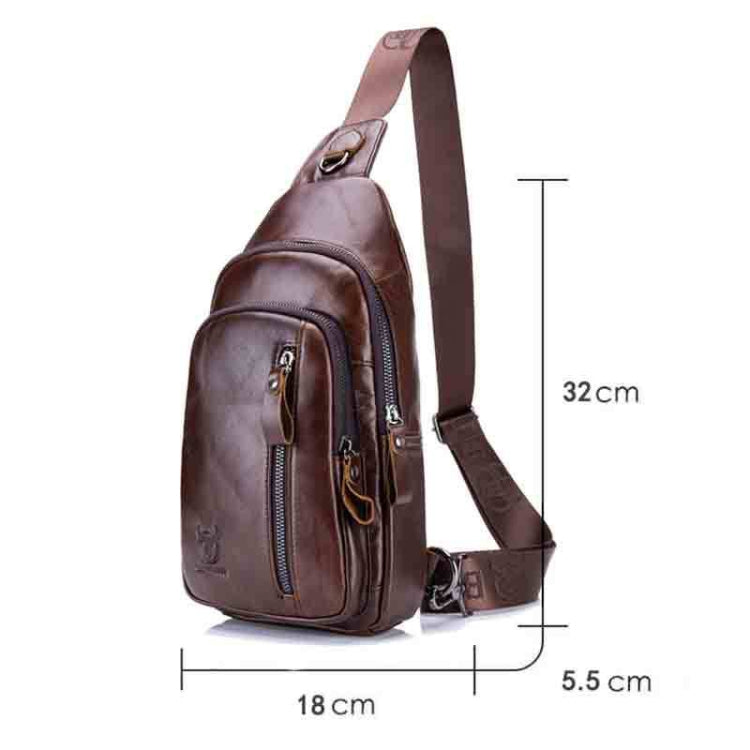 BUFF CAPTAIN 100 Men Leather Crossbody Shoulder Bag First-Layer Cowhide Multi-Function Sports Casual Chest Bag, Black, Brown, Yellow Brown