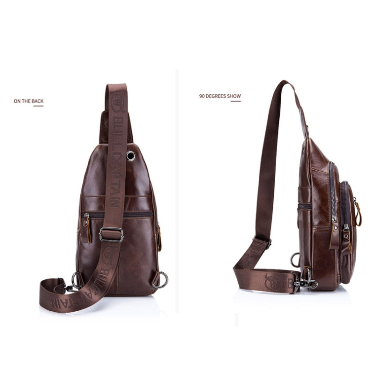 BUFF CAPTAIN 100 Men Leather Crossbody Shoulder Bag First-Layer Cowhide Multi-Function Sports Casual Chest Bag, Black, Brown, Yellow Brown