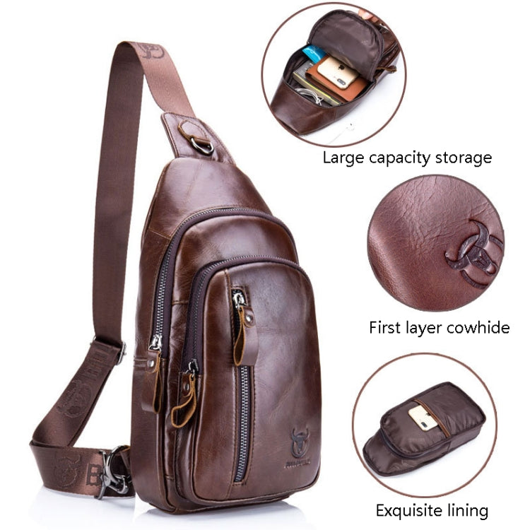 BUFF CAPTAIN 100 Men Leather Crossbody Shoulder Bag First-Layer Cowhide Multi-Function Sports Casual Chest Bag, Black, Brown, Yellow Brown