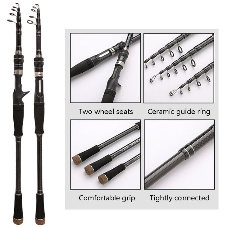 Carbon Telescopic Luya Rod Short Section Fishing Throwing Rod, 1.8m, 2.1m, 2.4m, 2.7m, 3.0m, 3.3m, 3.6m