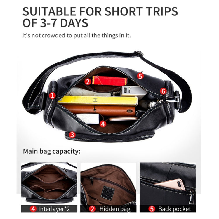 BUFF CAPTAIN HKDJB--001 First-Layer Cowhide Shoulder Messenger Bag Sports Men Leather Bag, Dark Brown, Yellow, Black