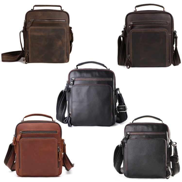 6479 Men Casual Large-Capacity One-Shoulder Messenger Leather Bag, Crazy Horse Texture Dark Brown, Crazy Horse Texture Brown, Crazy Horse Texture Red Brown, Napa Texture Black, Litchi Texture Black