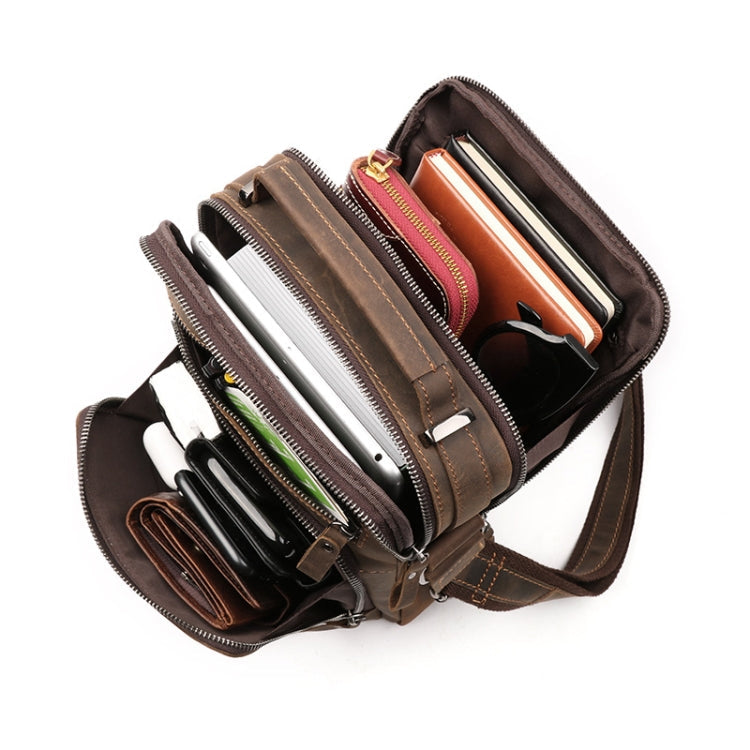 6479 Men Casual Large-Capacity One-Shoulder Messenger Leather Bag, Crazy Horse Texture Dark Brown, Crazy Horse Texture Brown, Crazy Horse Texture Red Brown, Napa Texture Black, Litchi Texture Black
