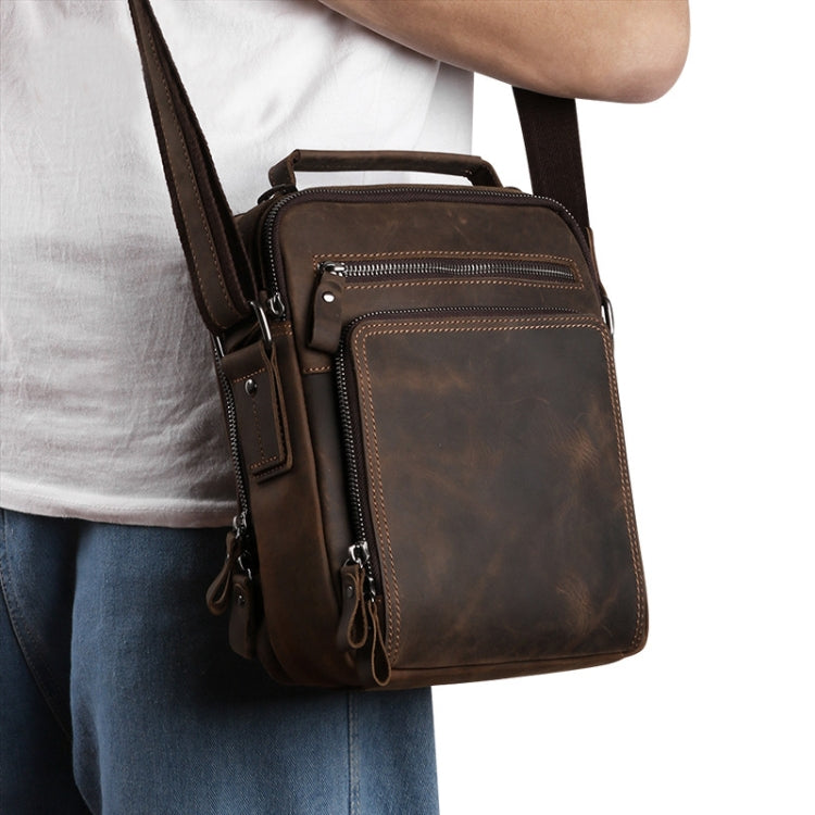 6479 Men Casual Large-Capacity One-Shoulder Messenger Leather Bag, Crazy Horse Texture Dark Brown, Crazy Horse Texture Brown, Crazy Horse Texture Red Brown, Napa Texture Black, Litchi Texture Black