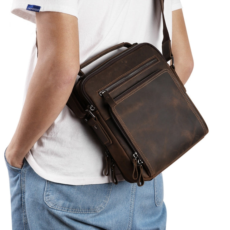 6479 Men Casual Large-Capacity One-Shoulder Messenger Leather Bag, Crazy Horse Texture Dark Brown, Crazy Horse Texture Brown, Crazy Horse Texture Red Brown, Napa Texture Black, Litchi Texture Black