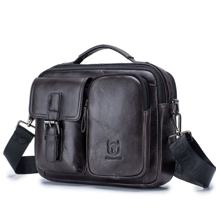 BULL CAPTAIN 036 Men Leather Shoulder Bag Retro First-Layer Cowhide Messenger Bag, Black, Iron Blue, Beige, Brown, Yellow Brown
