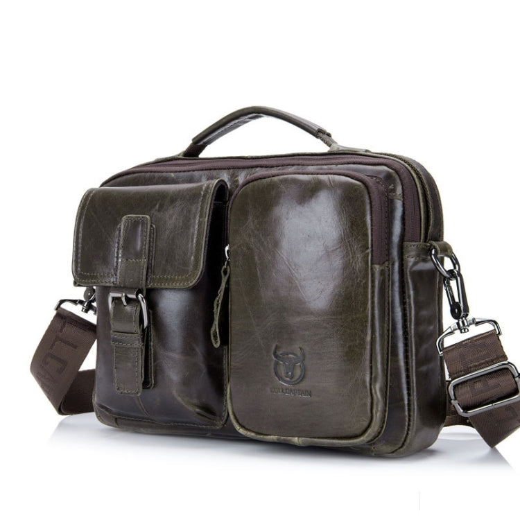 BULL CAPTAIN 036 Men Leather Shoulder Bag Retro First-Layer Cowhide Messenger Bag, Black, Iron Blue, Beige, Brown, Yellow Brown