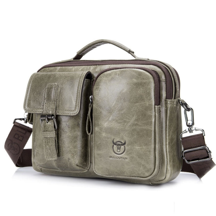 BULL CAPTAIN 036 Men Leather Shoulder Bag Retro First-Layer Cowhide Messenger Bag, Black, Iron Blue, Beige, Brown, Yellow Brown