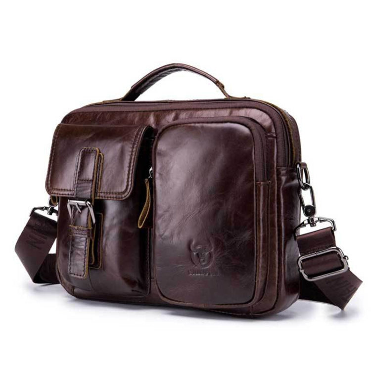 BULL CAPTAIN 036 Men Leather Shoulder Bag Retro First-Layer Cowhide Messenger Bag, Black, Iron Blue, Beige, Brown, Yellow Brown