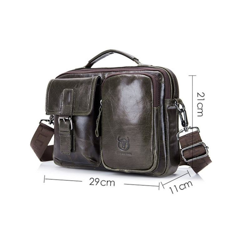 BULL CAPTAIN 036 Men Leather Shoulder Bag Retro First-Layer Cowhide Messenger Bag, Black, Iron Blue, Beige, Brown, Yellow Brown