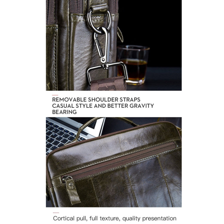 BULL CAPTAIN 036 Men Leather Shoulder Bag Retro First-Layer Cowhide Messenger Bag, Black, Iron Blue, Beige, Brown, Yellow Brown