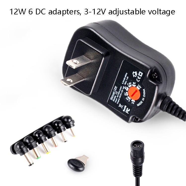 C5 3-12V 12W Adjustable Voltage Regulated Switch Power Supply Power Adapter Multifunction Charger With DC Tips, US Plug, UK Plug, EU Plug