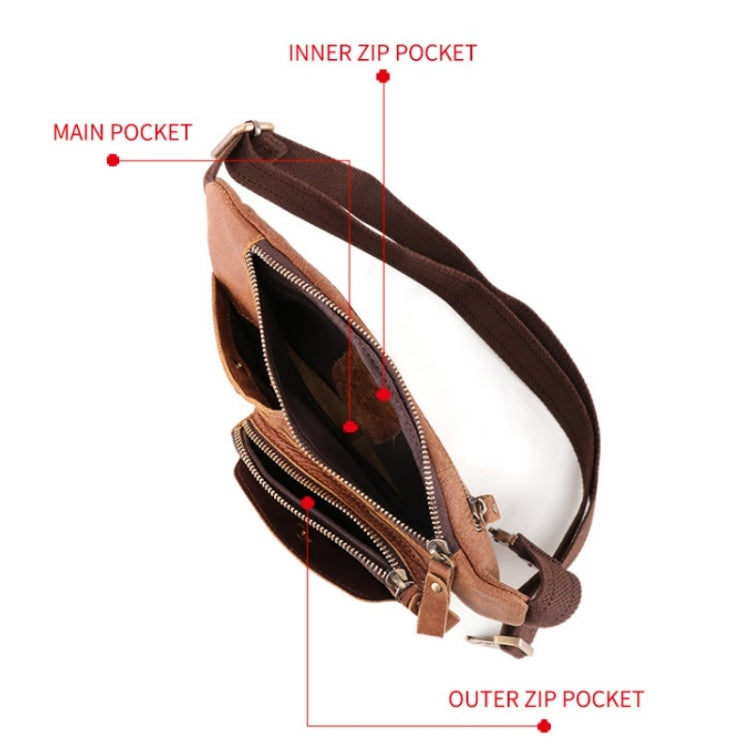6467 Men Multifunctional Leather Waist Bag Outdoor Sports Diagonal Chest Bag, 6467