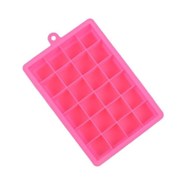 24 Grids Silicone Ice Cube Tray Molds Square Shape Ice Cube Maker Fruit Popsicle Ice Cream Mold, 24-Grid(Grass green), 24-Grid(Rose red)