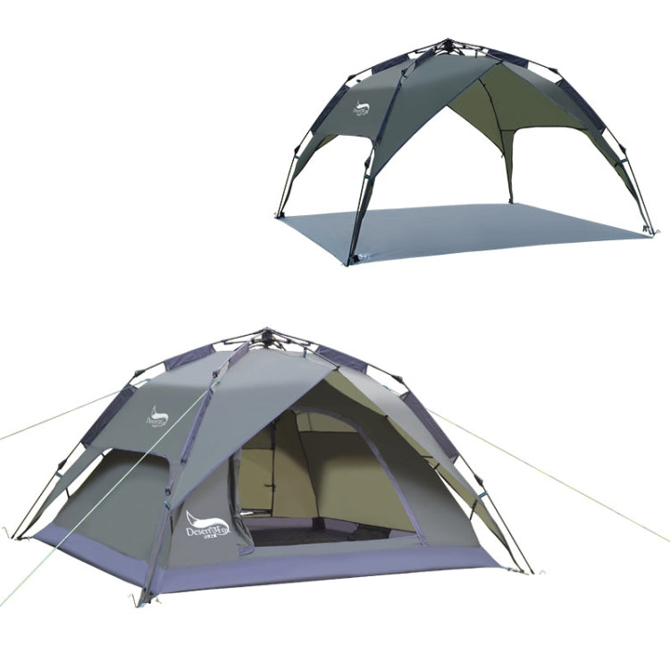 Desert&Fox Outdoor Travel Camp Tent Beach Automatic Easily Building Tent for 3-4 People, Army Green, Sky Blue, Fruit Green