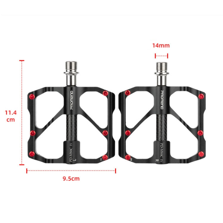 1 Pair PROMEND Titanium Axle Carbon Tube Bicycle Pedal Mountain Bike Road Bike 3 Palin Pedal, PD-M86C-TI