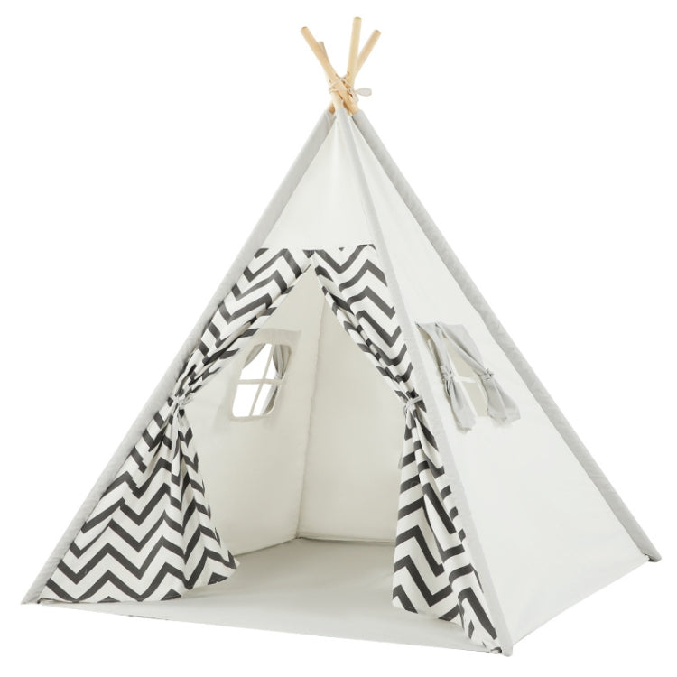 Indian Children Tent Cotton Cloth Indoor Play House Parent-Child Doll House, Pink Stars, Wavy Pattern