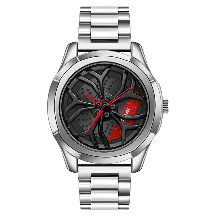 SANDA P1065 Wheel Series Casual Steel Band Quartz Watch For Men, For Men Silver Red, For Men Blue Green, For Men Black Green, For Men Silver Green, For Men Blue Red, For Men Black Red