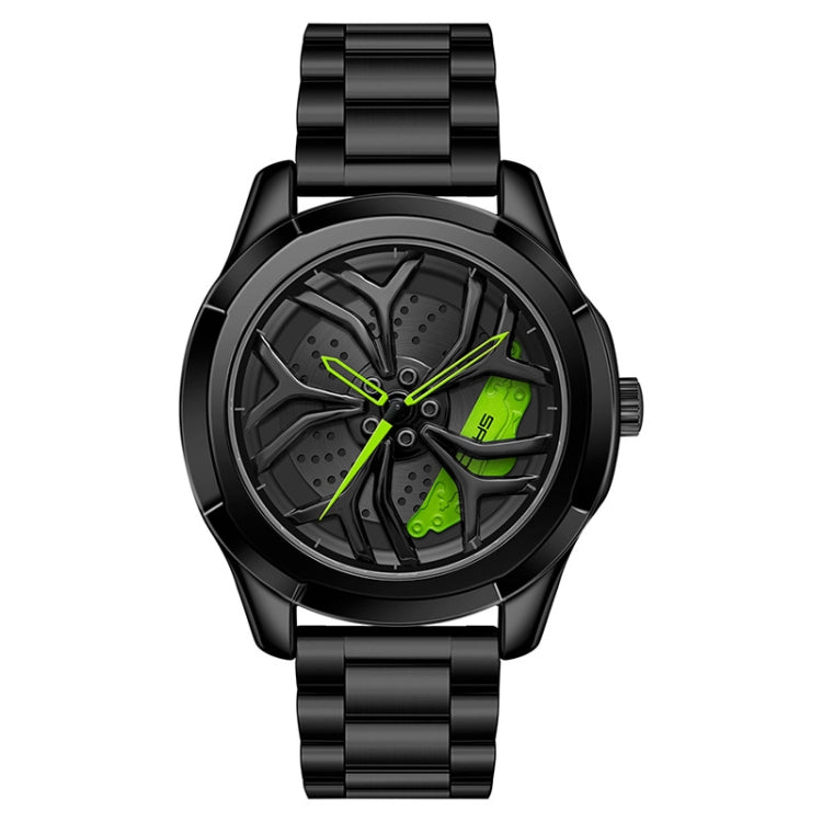 SANDA P1065 Wheel Series Casual Steel Band Quartz Watch For Men, For Men Silver Red, For Men Blue Green, For Men Black Green, For Men Silver Green, For Men Blue Red, For Men Black Red