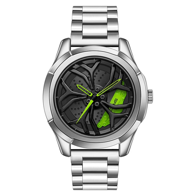 SANDA P1065 Wheel Series Casual Steel Band Quartz Watch For Men, For Men Silver Red, For Men Blue Green, For Men Black Green, For Men Silver Green, For Men Blue Red, For Men Black Red