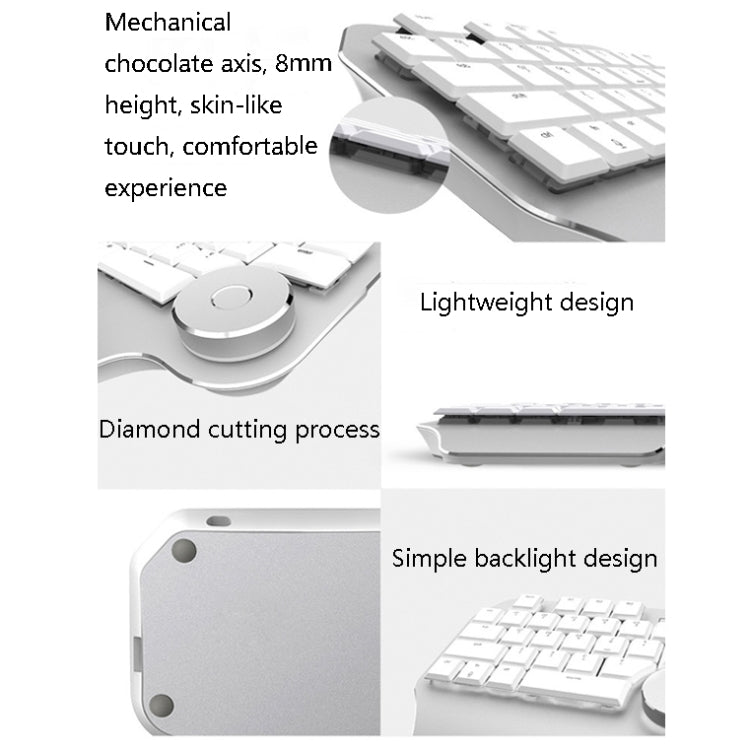 DELUX T11 29 Keys Single-Hand Keyboard Shortcut Key Speech Tool Flat Keyboard, Colour: Silver Black, Silver Black