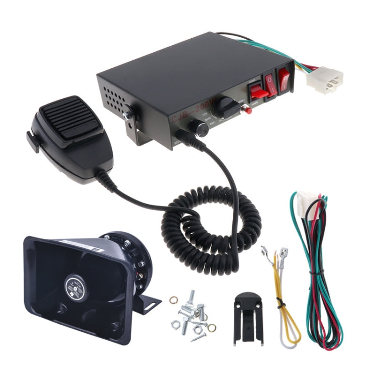 200W 12/24V Car Alert Host With Shoutlers 9 Sound Car Alarm Speaker, 9 Sound
