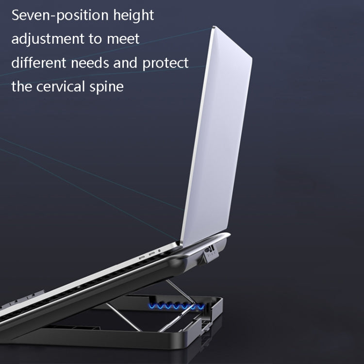 ICE COOREL Laptop Aluminum Alloy Radiator Fan Silent Notebook Cooling Bracket, Space Silver, Six-Fan Space Silver, Six-Fan Tungsten Gold Black