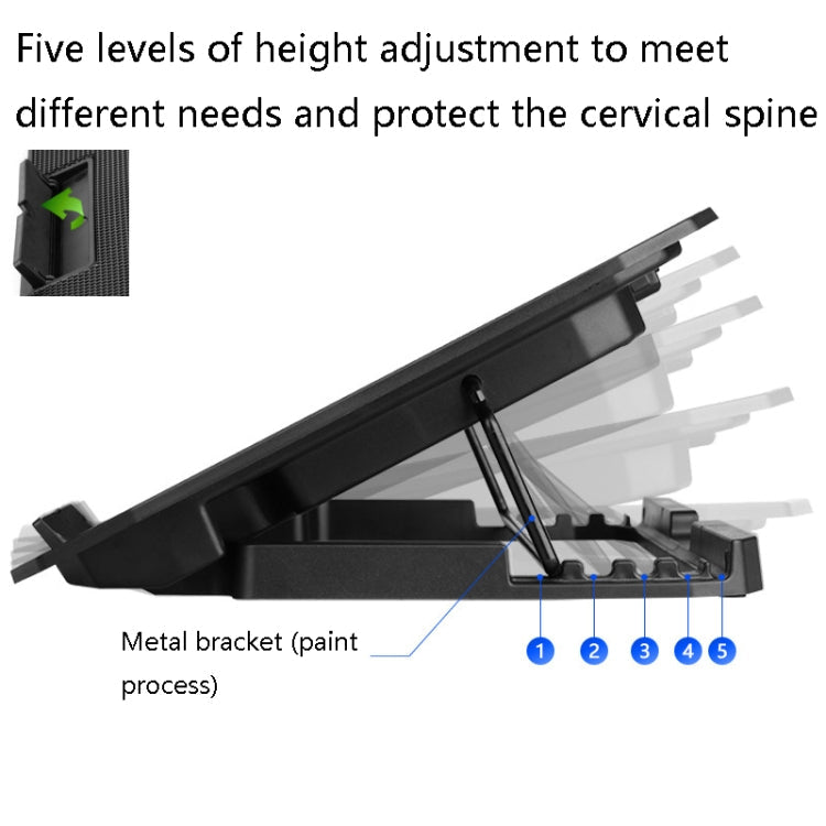 ICE COOREL N106 Laptop Base Adjustment Radiator Dual-Fan Notebook Cooling Bracket, Standard Version (Blue Light), Luxury Version (Knight Dark), Luxury Version (Ivory White), Luxury Version (Sea Blue), Flagship Version (Knight Black)                    ...
