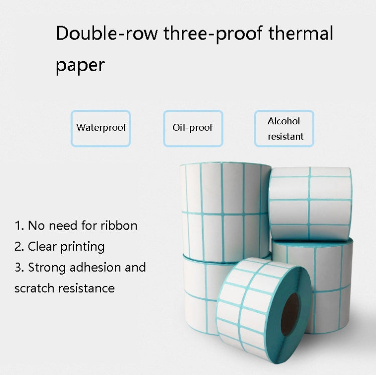 Sc5030 Double-Row Three-Proof Thermal Paper Waterproof Barcode Sticker, 50 x 40 mm (2000 Pieces), 50 x 35 mm (2000 Pieces), 50 x 30 mm (2000 Pieces), 50 x 25 mm (2500 Pieces), 50 x 20  mm (5000 Pieces), 40 x 80  mm (1000 Pieces), 40 x 70 mm (2000 Piece...