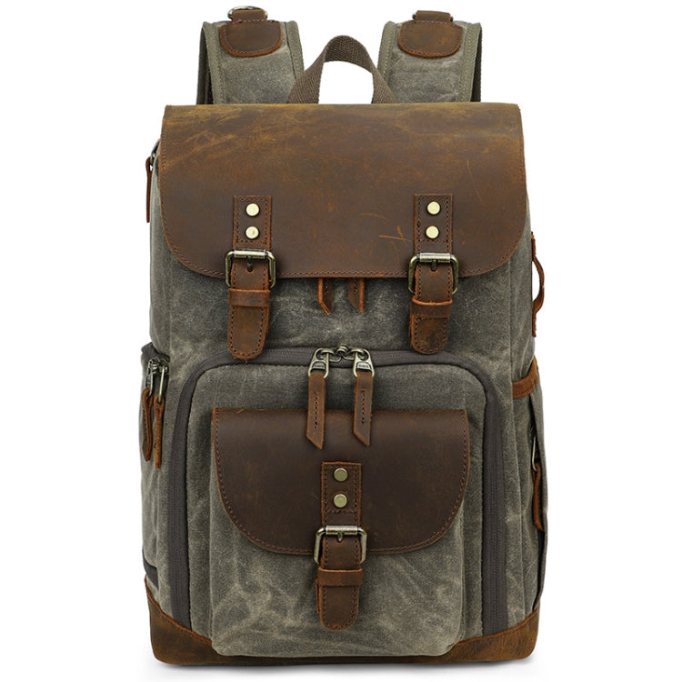 K-86 Casual Shoulder Camera Bag Contrast Waterproof Batik Canvas Single Digital Camera Photo Backpack, Yellow, Khaki, Gray, Green