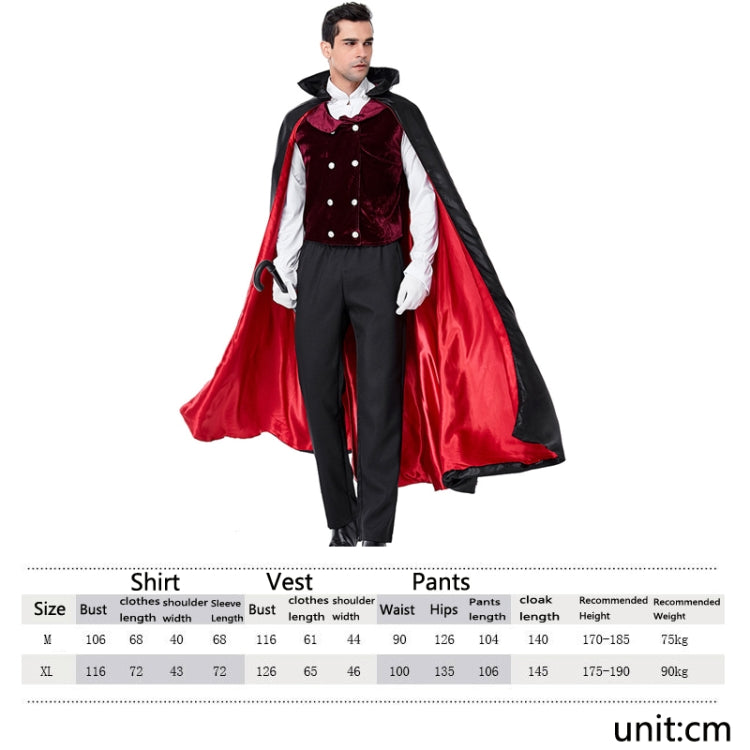 PS6831 Halloween Vampire Costume Castle Men Drag Costume, M, XL