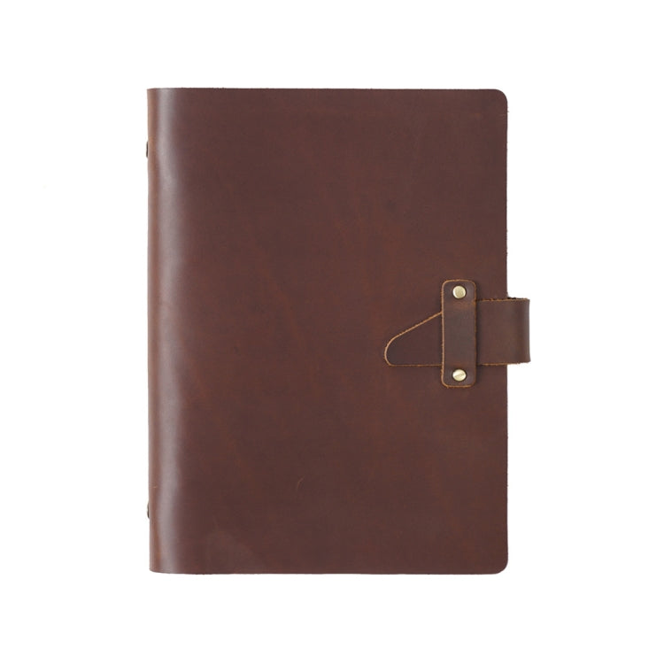 A5 Cowhide Retro Loose-Leaf Notebook Diary Office Business Simple Notepad Crazy Horse Leather Handbook, Brown, Ink Green, Blue, Black, Coffee, Wine Red, Purple