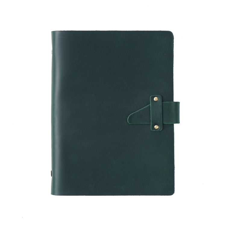 A5 Cowhide Retro Loose-Leaf Notebook Diary Office Business Simple Notepad Crazy Horse Leather Handbook, Brown, Ink Green, Blue, Black, Coffee, Wine Red, Purple