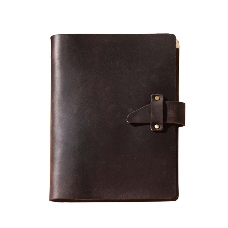 A5 Cowhide Retro Loose-Leaf Notebook Diary Office Business Simple Notepad Crazy Horse Leather Handbook, Brown, Ink Green, Blue, Black, Coffee, Wine Red, Purple