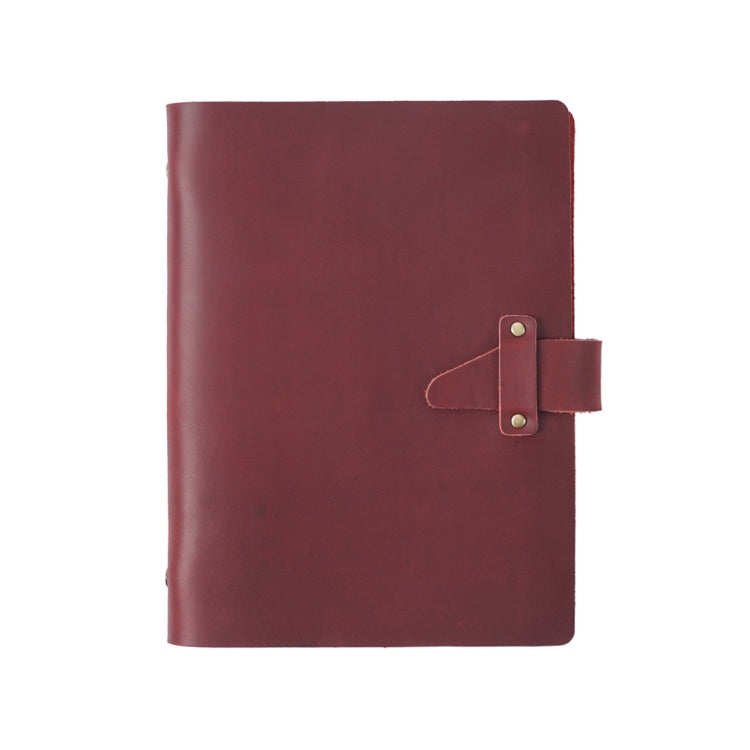 A5 Cowhide Retro Loose-Leaf Notebook Diary Office Business Simple Notepad Crazy Horse Leather Handbook, Brown, Ink Green, Blue, Black, Coffee, Wine Red, Purple