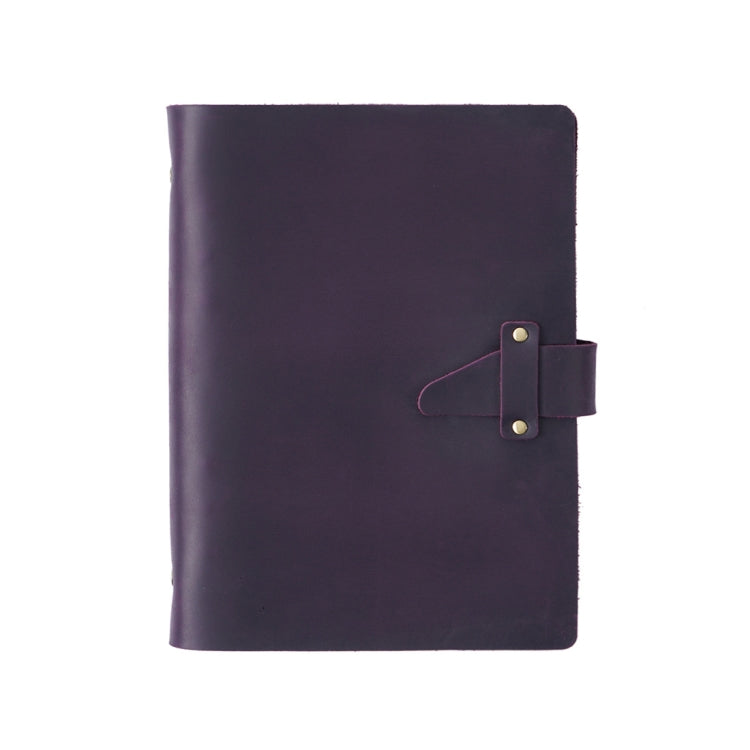 A5 Cowhide Retro Loose-Leaf Notebook Diary Office Business Simple Notepad Crazy Horse Leather Handbook, Brown, Ink Green, Blue, Black, Coffee, Wine Red, Purple