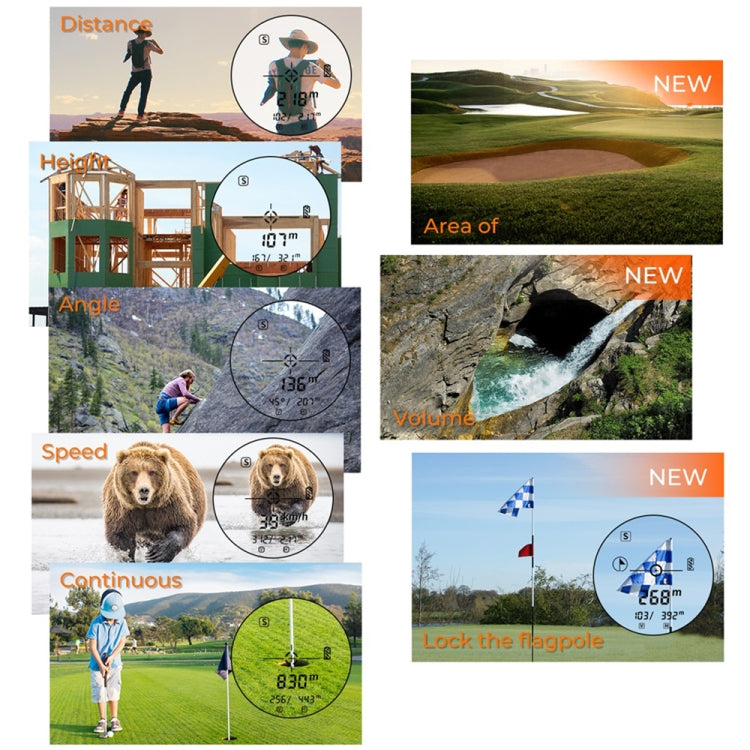 SNDWAY Rangefinder Instrument Outdoor Telescope Golf Measuring Instrument, SW800B 800m, SW1000B 1000m, SW1500B 1500m