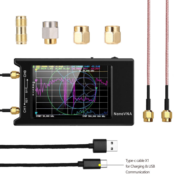 NANOVNA-H Upgraded Version 2.8 Inch TFT 50Khz-1.5Ghz Vector Network Antenna Analyzer MF HF VHF UHF With SD Card Slot Without Card, 4 Inch
