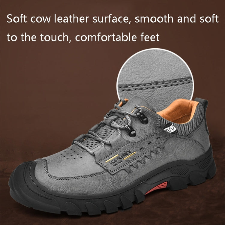XZ2182 Autumn Men Outdoor Hiking Shoes Cowhide Laced Thick-Soled Men Shoes, 38, 39, 40, 41, 42, 43, 44, 45