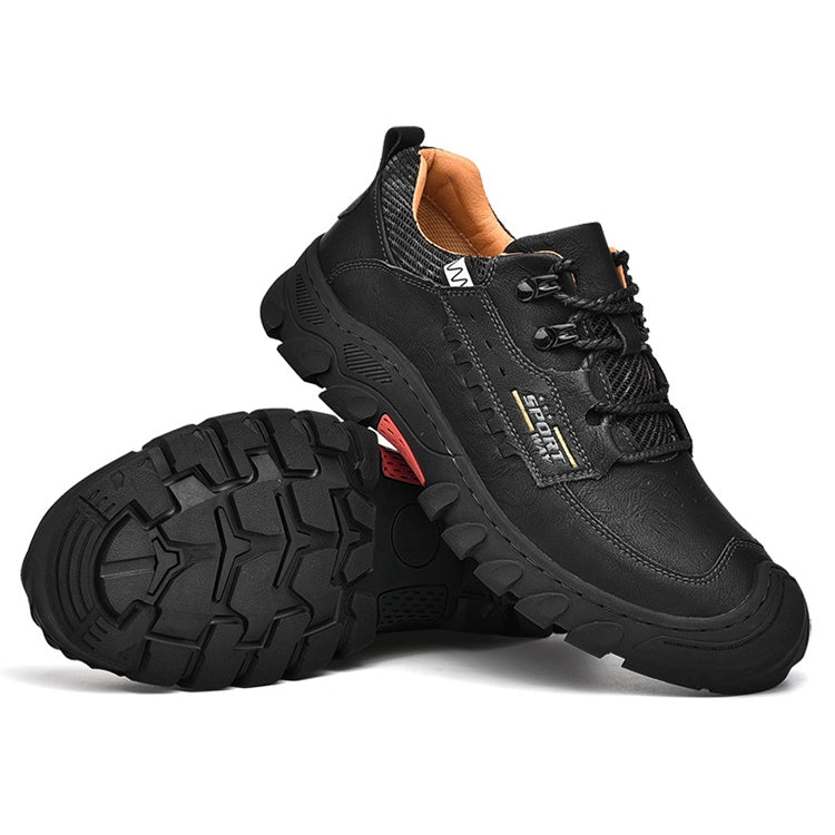 XZ2182 Autumn Men Outdoor Hiking Shoes Cowhide Laced Thick-Soled Men Shoes, 46