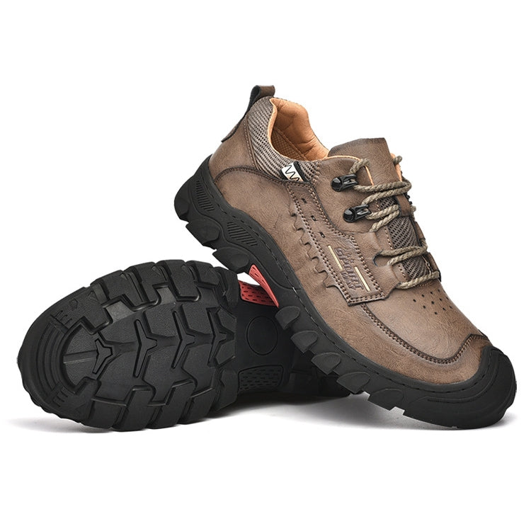 XZ2182 Autumn Men Outdoor Hiking Shoes Cowhide Laced Thick-Soled Men Shoes, 46