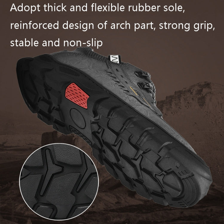 XZ2182 Autumn Men Outdoor Hiking Shoes Cowhide Laced Thick-Soled Men Shoes, 46